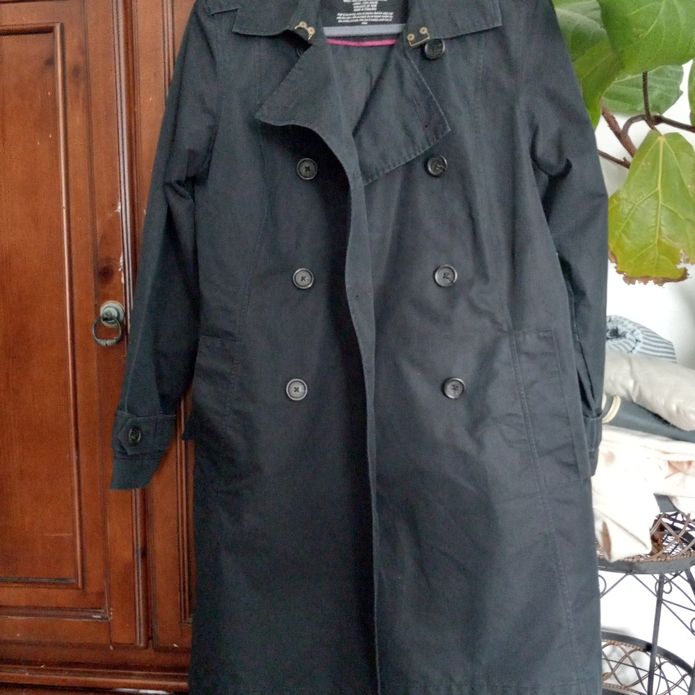 L.L.Bean black trench coat, medium